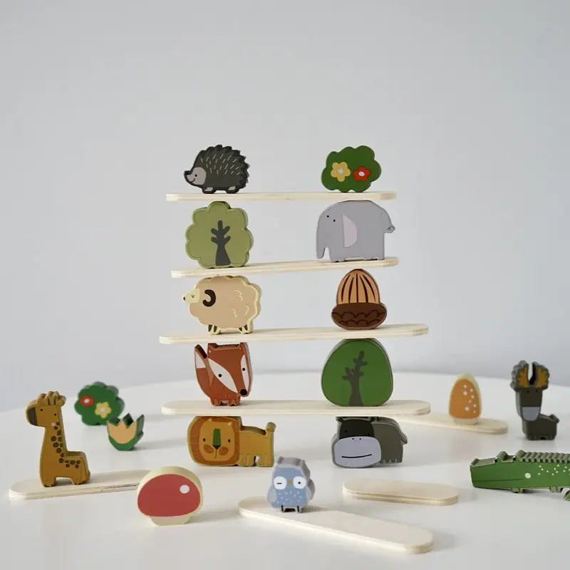 ZooBalance Houten Dierenblokken – Educatief Stapel- en Balansspel voor Kinderen – Creatief & Motorisch Speelgoed