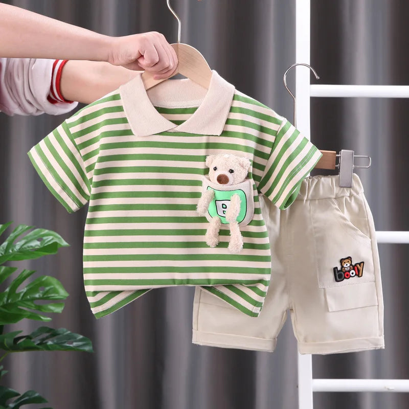 Kinder Streepjesset Katoen – Comfortabel Shirt & Shorts | 12 mnd-5 jaar
