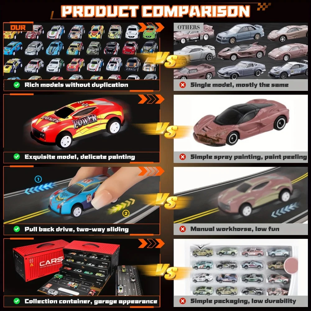 Raceauto Set 48 Stuks – Mini Auto’s met Racebaan & Opbergbox (3+ jaar)
