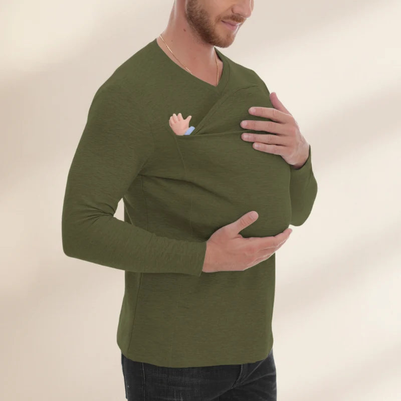 Draag-T-shirt met kangoeroezak – babydrager voor ouders