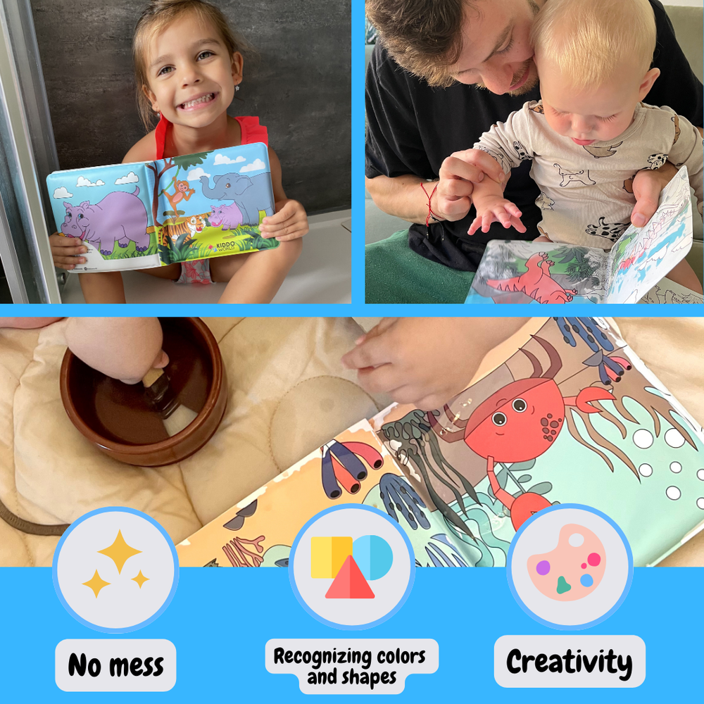 Magisch Waterkleurboek voor Kinderen – Herbruikbaar, Rommelvrij en Perfect voor Badtijd & Reizen