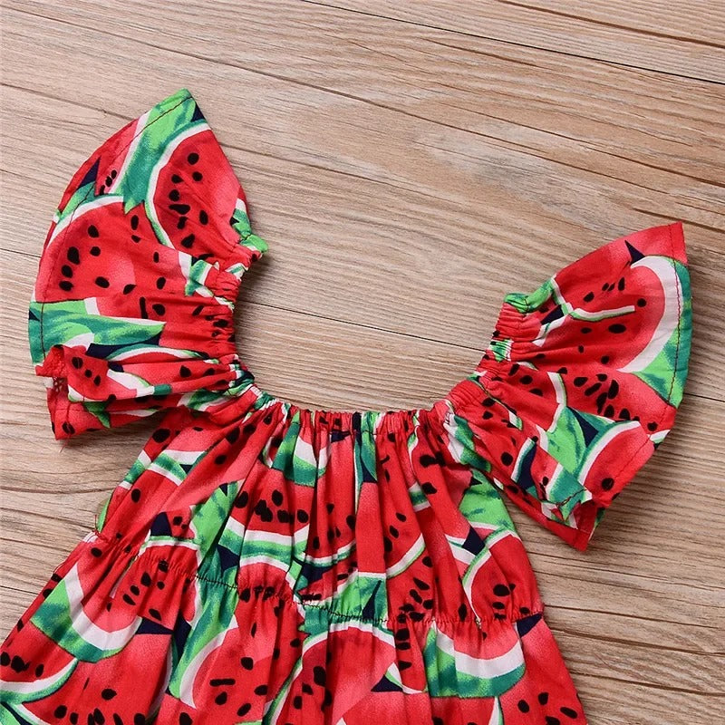Zomerjurk Meisje met Watermeloenprint – Luchtige Kinderjurk van 100% Katoen | LivelyLoops Maat 0-3 Jaar