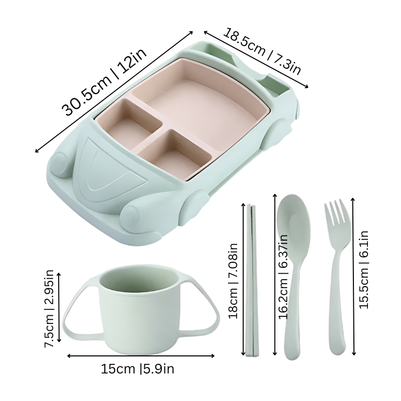 RaceBite Kinder Eetset – Duurzaam & Speels Servies voor Kinderen | Stimuleert Gezond Eetgedrag & Eetplezier aan Tafel