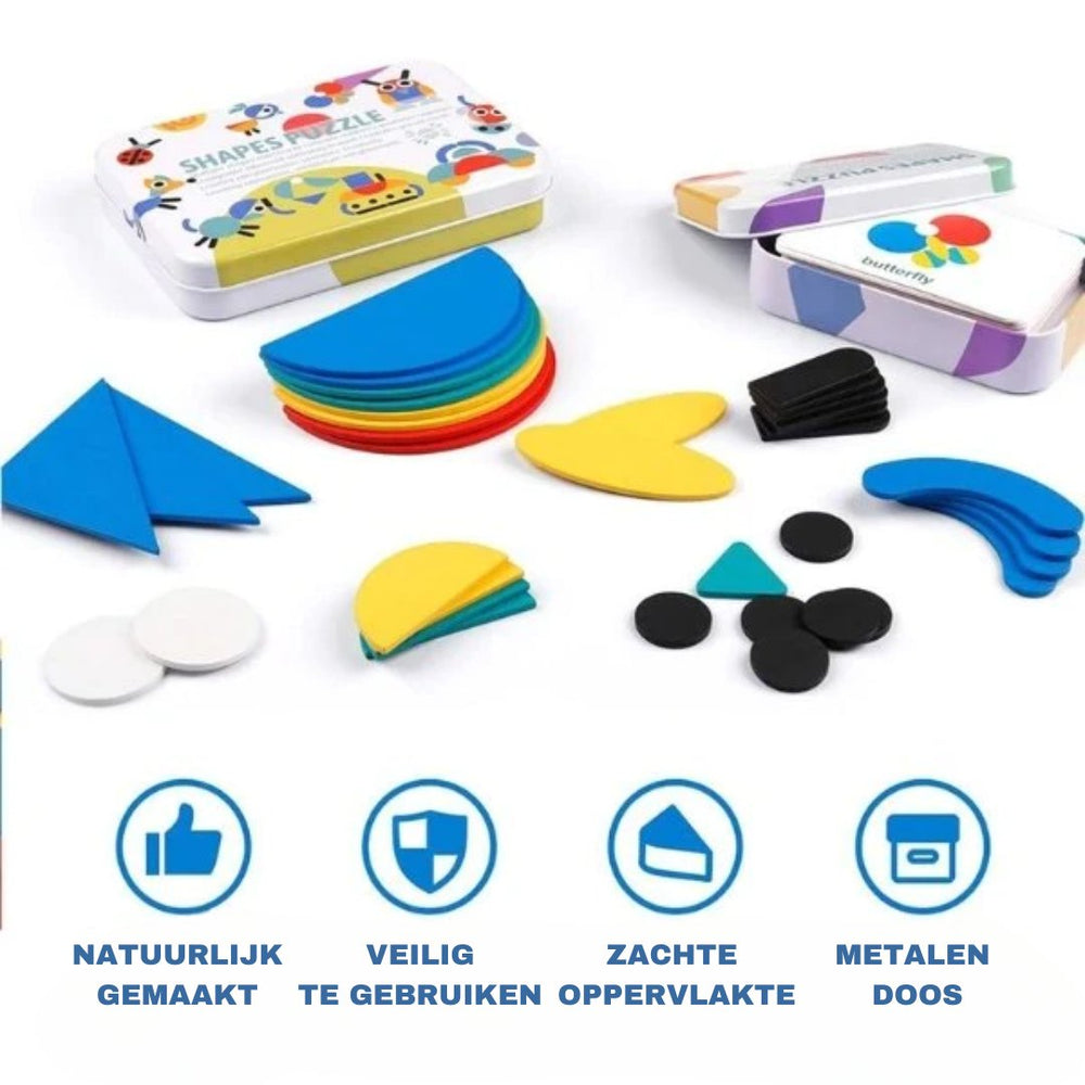 Montessori Houten Puzzel Set – 36 Blokken & 60 Kaarten voor Creatief Leren