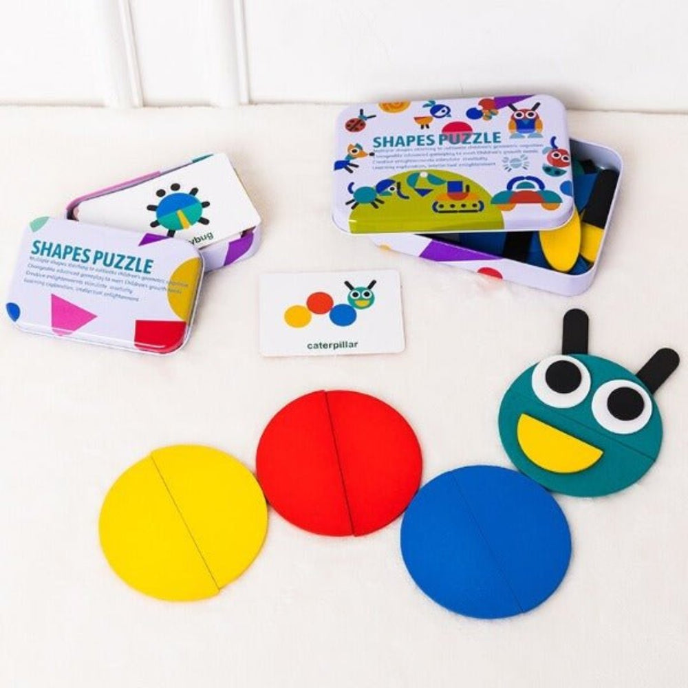 Montessori Houten Puzzel Set – 36 Blokken & 60 Kaarten voor Creatief Leren