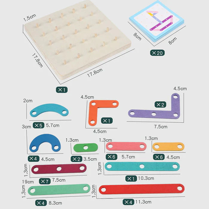 Lerivo Kids ImagiDots Creatiebord – Houten Montessori Prikbord voor Creatief en Educatief Spel