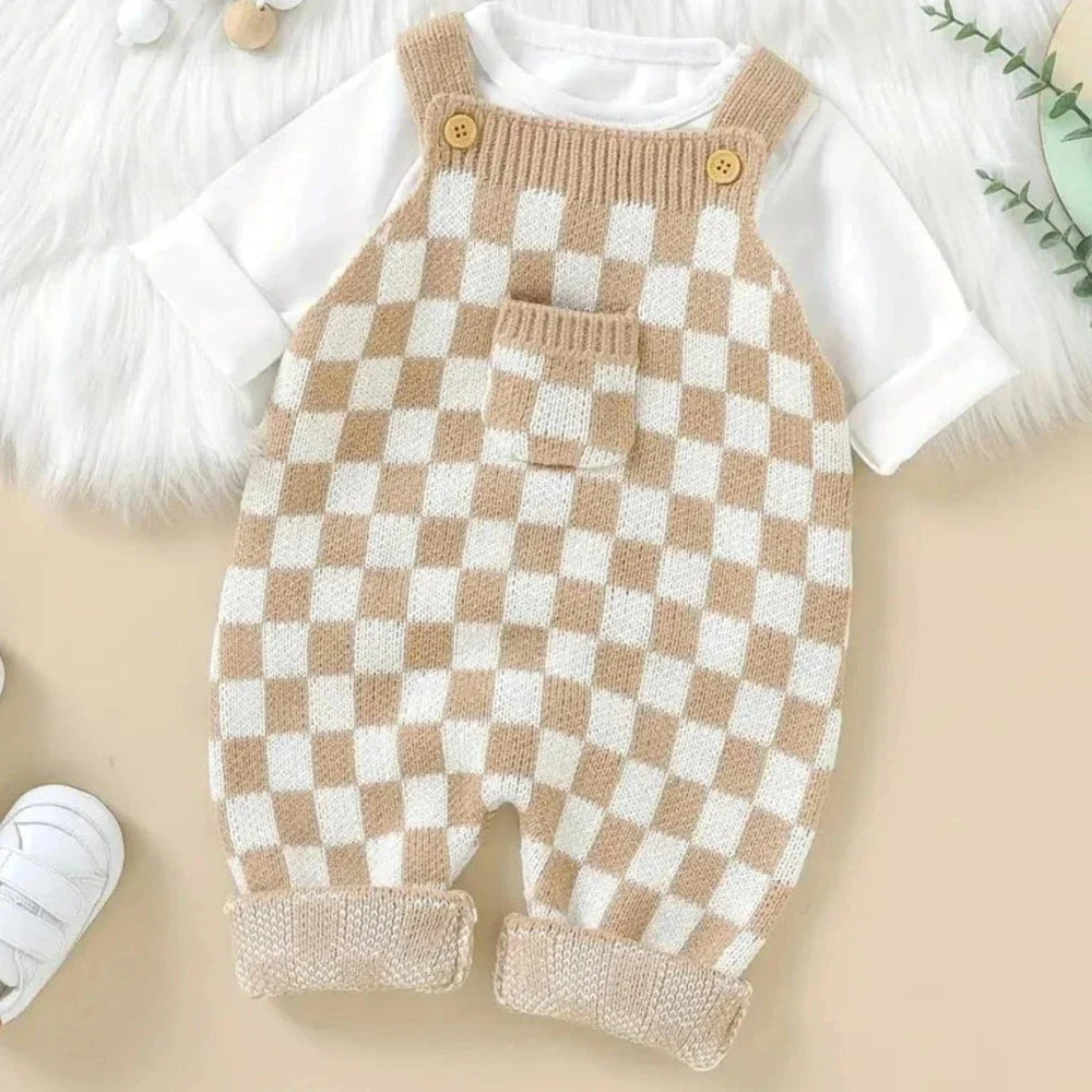 Frankie Geruite 1-Delige Overall – Unisex Baby Tuinbroek