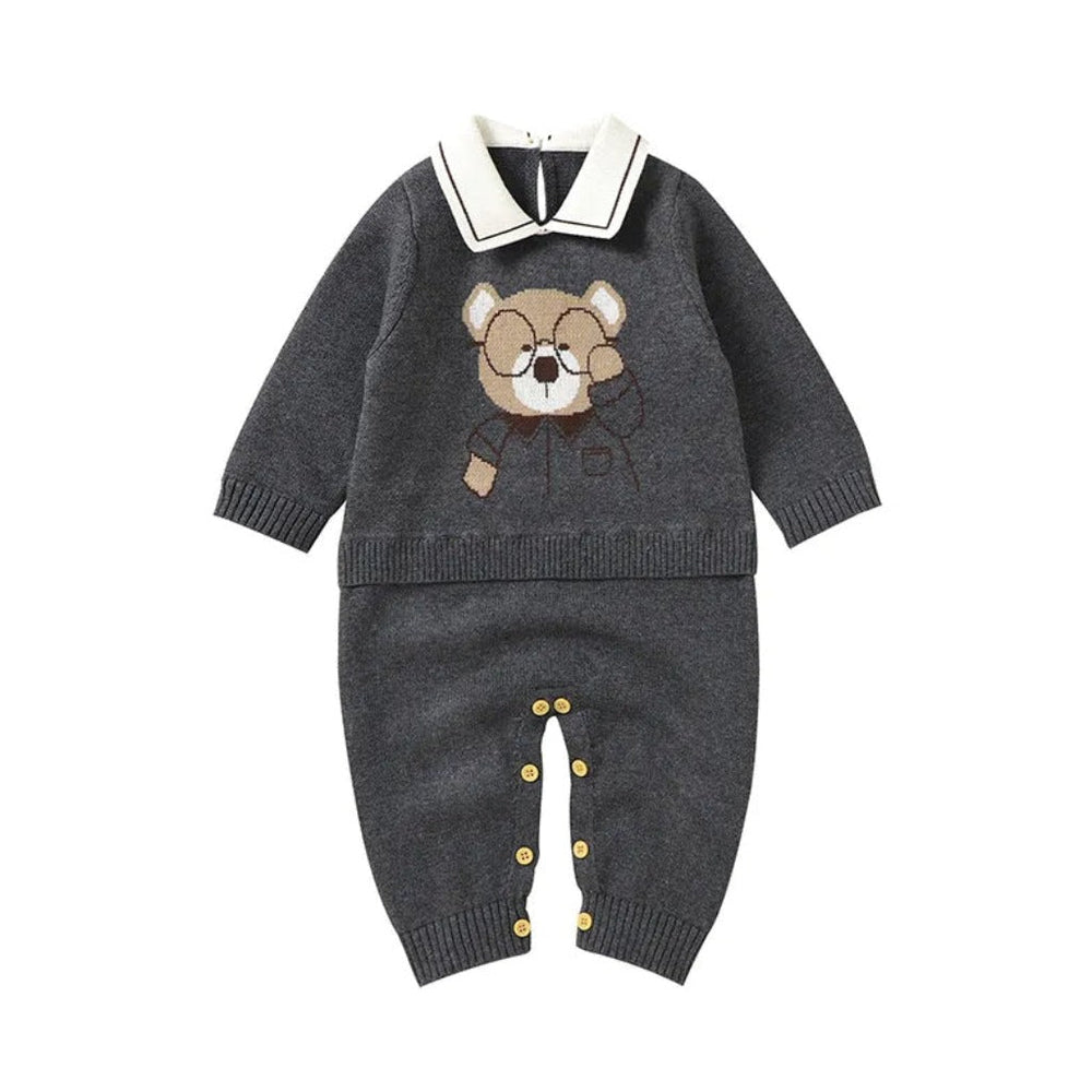 Warme Teddybeer Baby Romper Jumpsuit – 100% Biologisch Gebreid Katoen