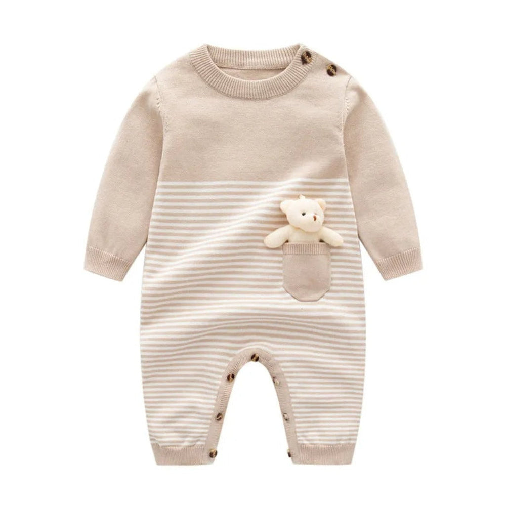Warme Teddybeer Baby Romper Jumpsuit – 100% Biologisch Gebreid Katoen