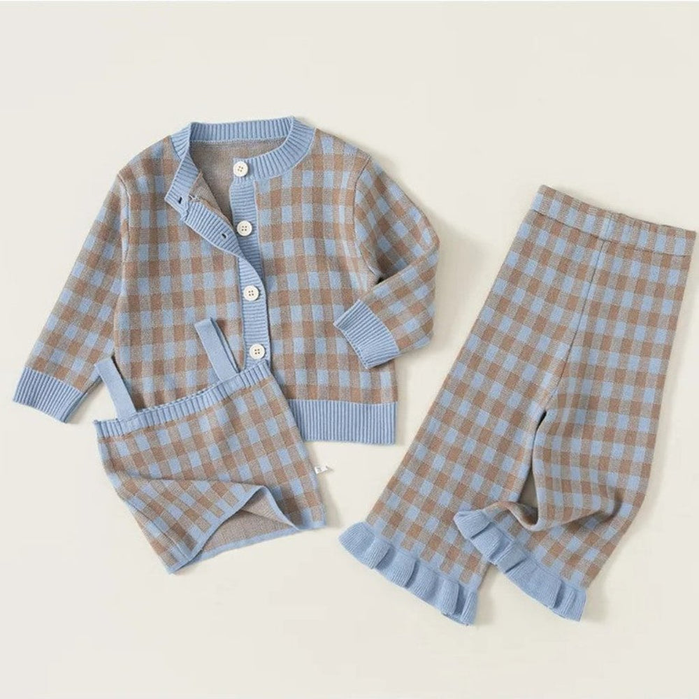 3-Delige Geruite Aspen Meisjes Set – Top, Broek & Vest