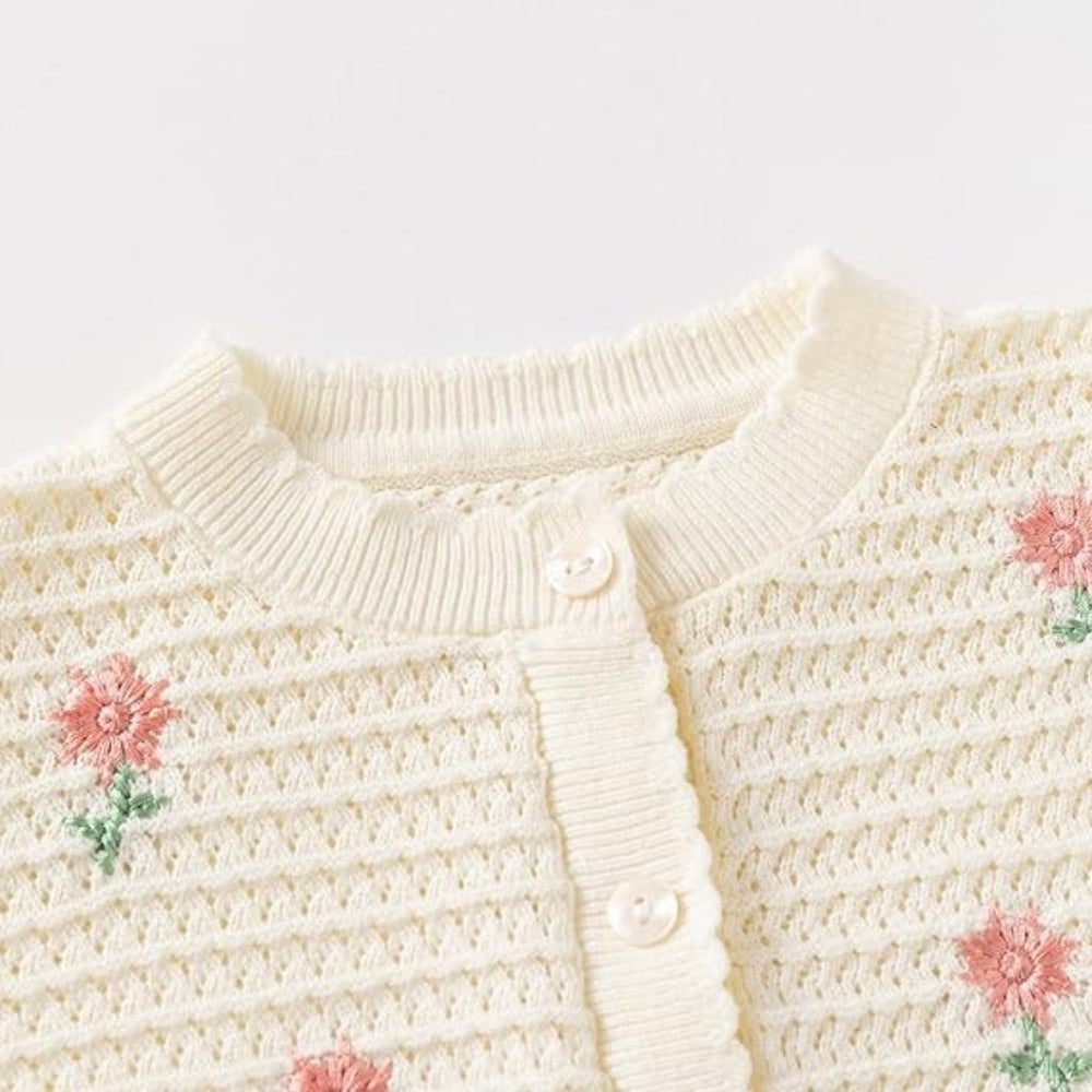 Bloemen Baby Meisjes Vest – Zacht Gebreid Katoenen Cardigan