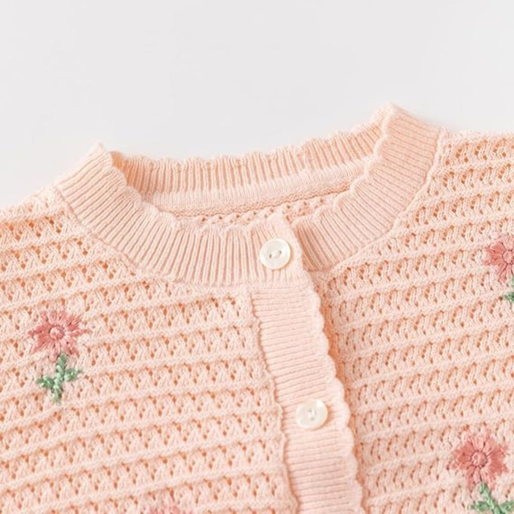 Bloemen Baby Meisjes Vest – Zacht Gebreid Katoenen Cardigan