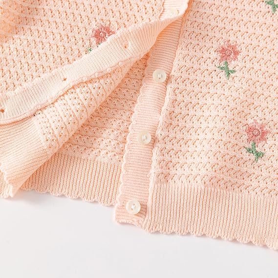 Bloemen Baby Meisjes Vest – Zacht Gebreid Katoenen Cardigan