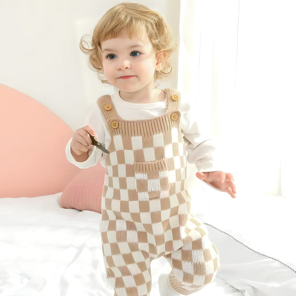 Frankie Geruite 1-Delige Overall – Unisex Baby Tuinbroek