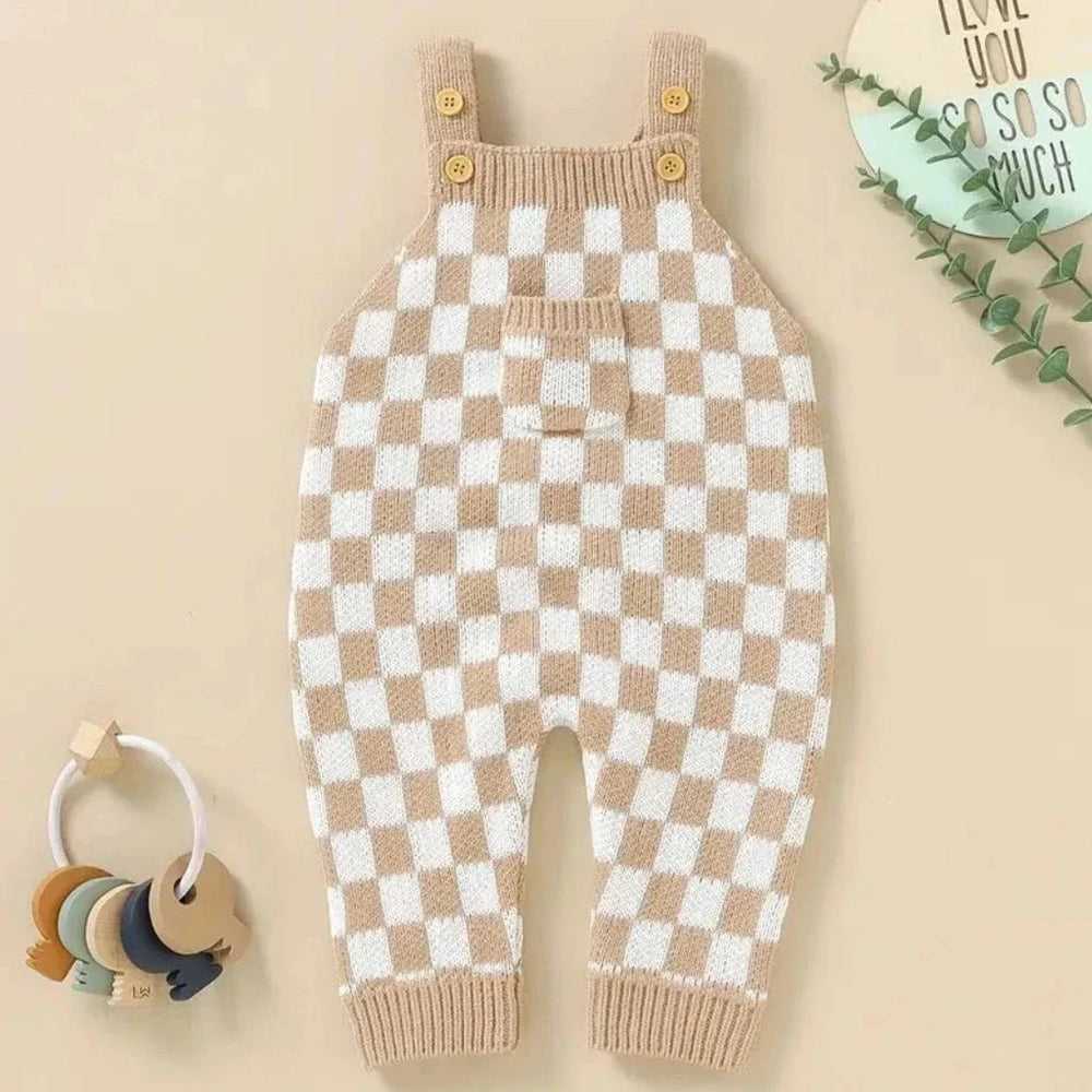 Frankie Geruite 1-Delige Overall – Unisex Baby Tuinbroek