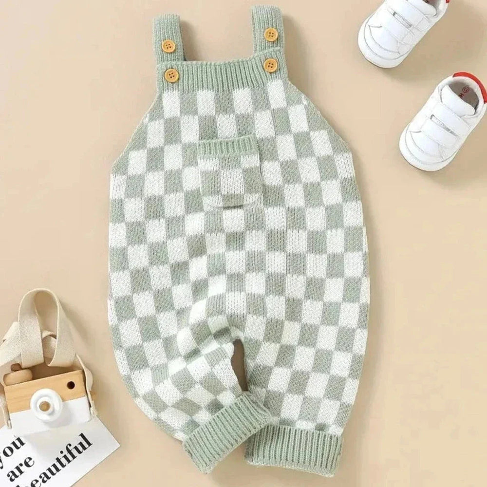 Frankie Geruite 1-Delige Overall – Unisex Baby Tuinbroek