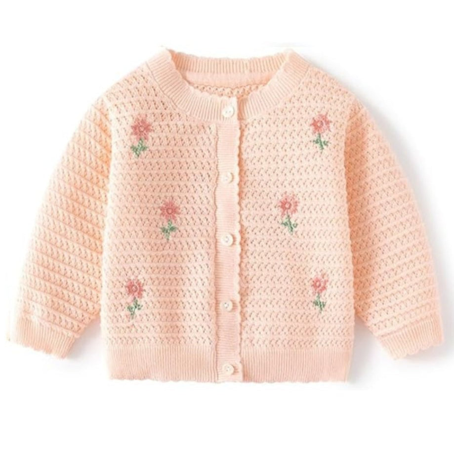 Bloemen Baby Meisjes Vest – Zacht Gebreid Katoenen Cardigan
