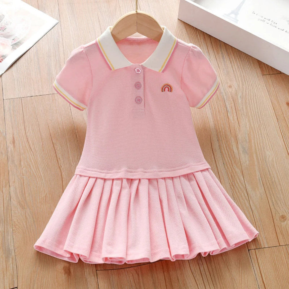 Pink Maven Meisjes Polo Jurk – Tijdloze Elegantie in Roze