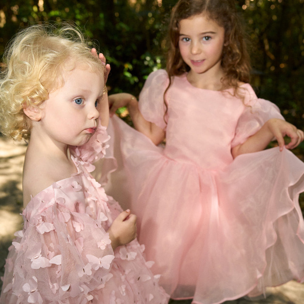 Satijnen Tule Meisjesjurk – Elegante Feestjurk voor Bruiloft & Ceremonie