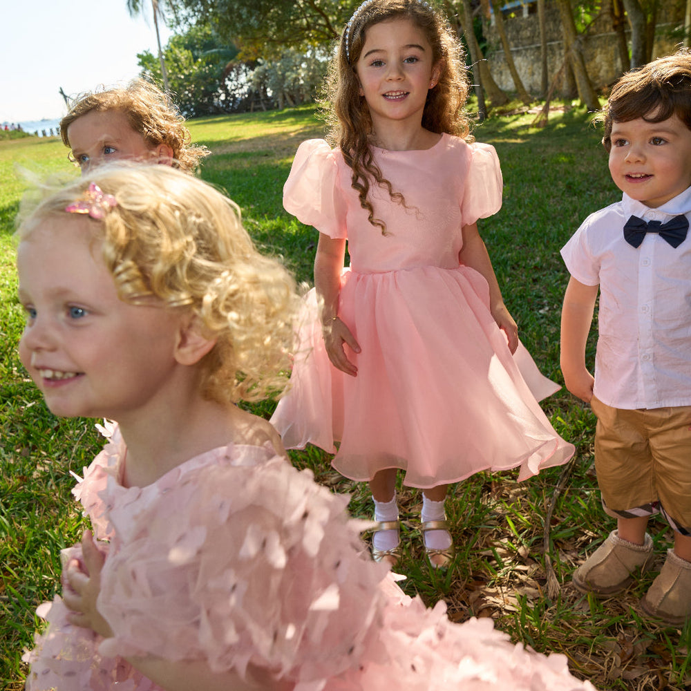 Satijnen Tule Meisjesjurk – Elegante Feestjurk voor Bruiloft & Ceremonie