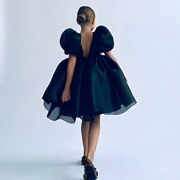 Satijnen Tule Meisjesjurk – Elegante Feestjurk voor Bruiloft & Ceremonie