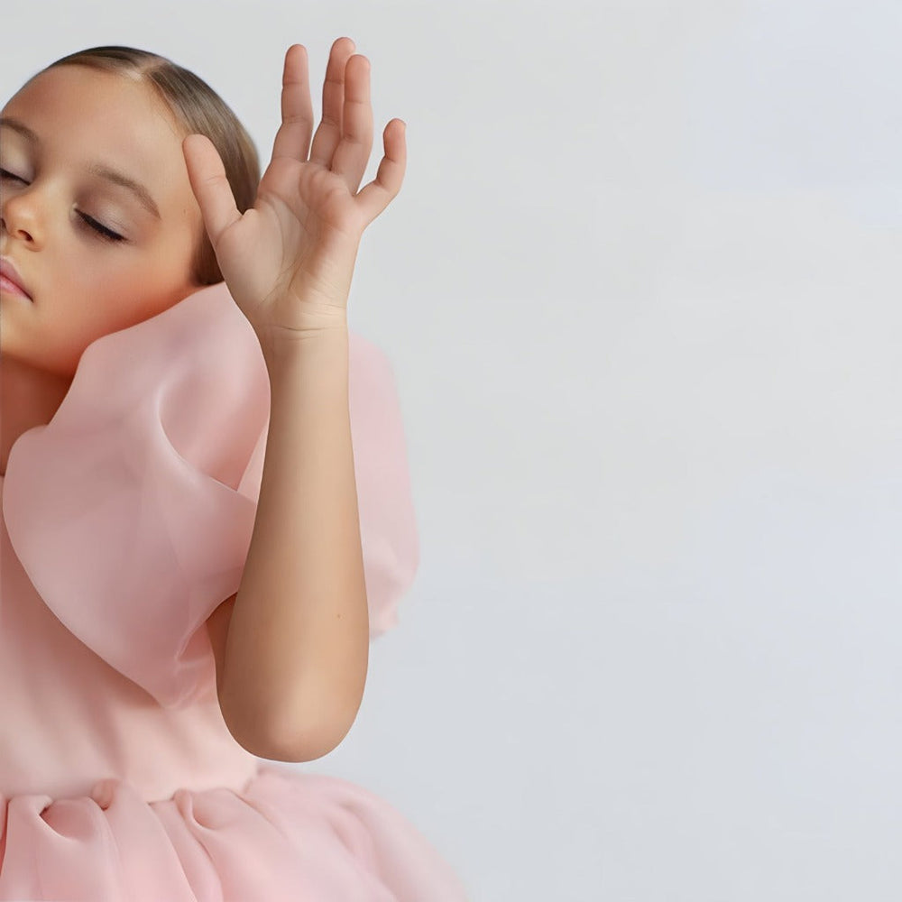 Satijnen Tule Meisjesjurk – Elegante Feestjurk voor Bruiloft & Ceremonie