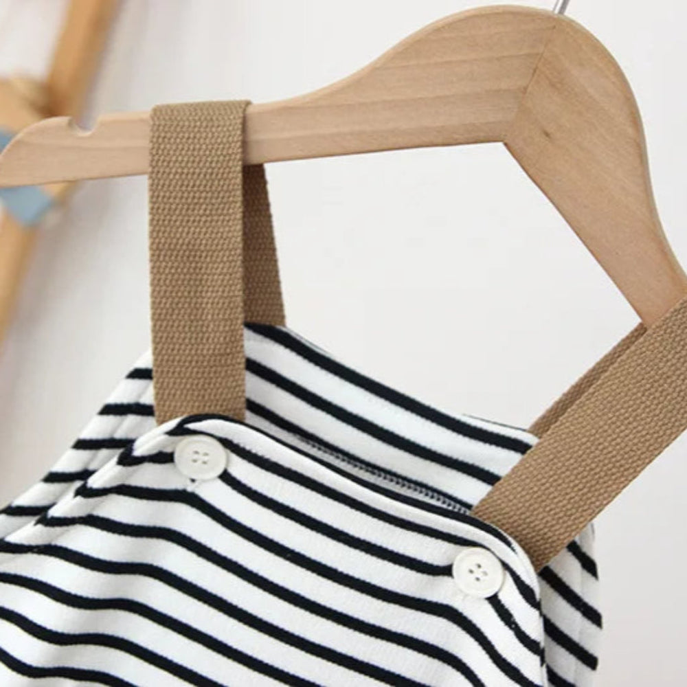 Unisex Gestreepte Boho Tuinbroek met Beer Detail
