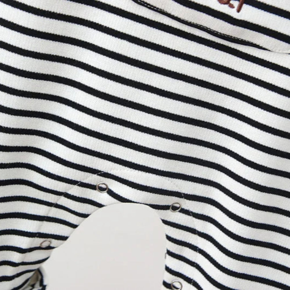 Unisex Gestreepte Boho Tuinbroek met Beer Detail