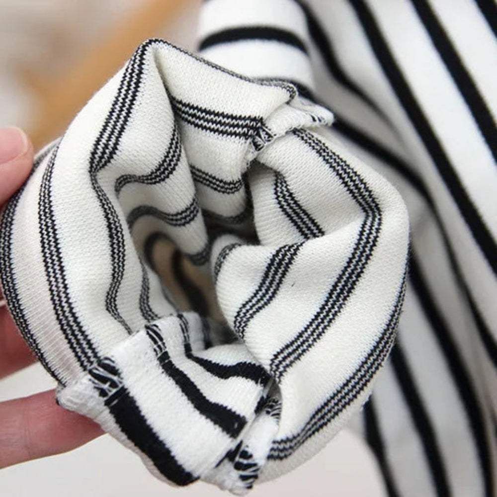 Unisex Gestreepte Boho Tuinbroek met Beer Detail