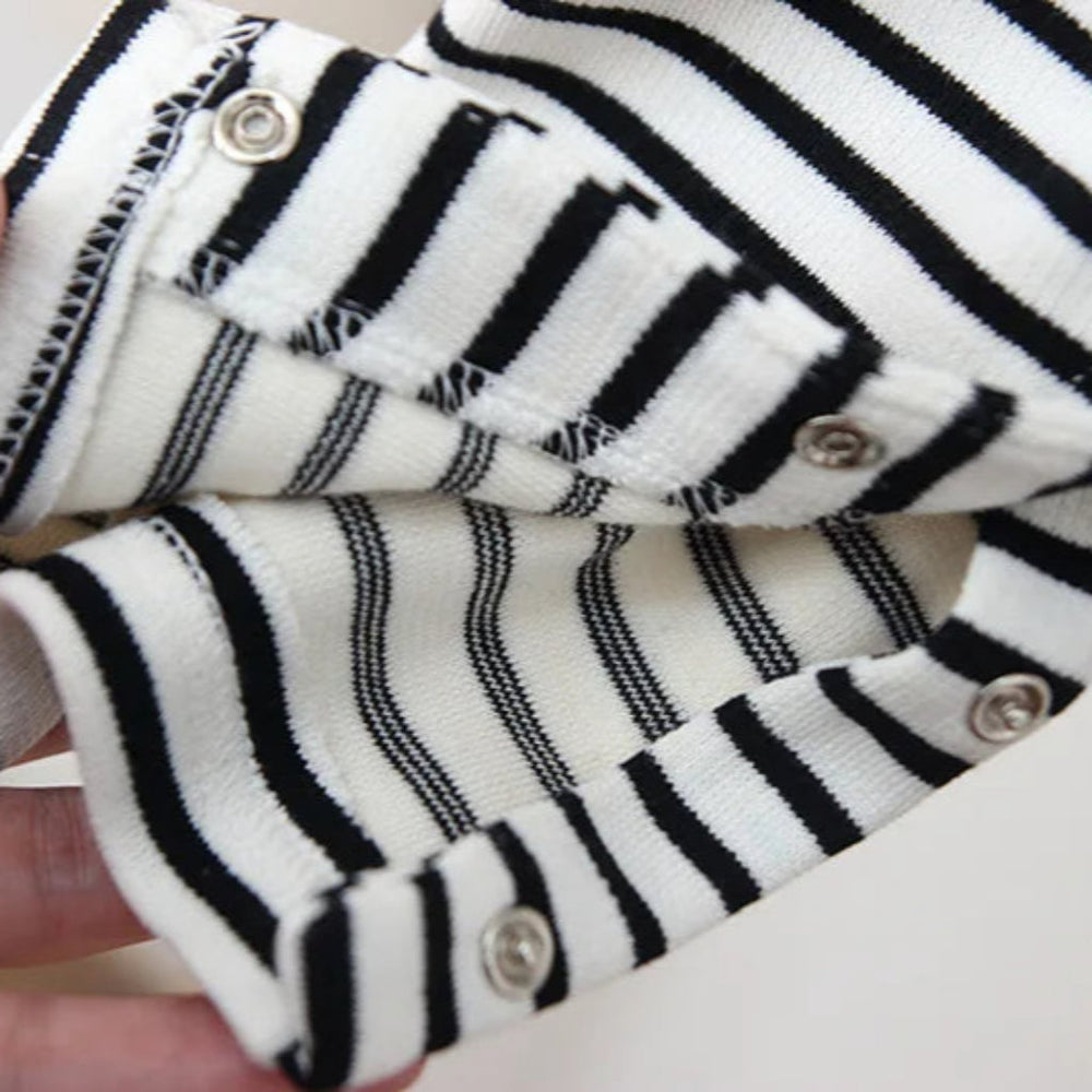Unisex Gestreepte Boho Tuinbroek met Beer Detail
