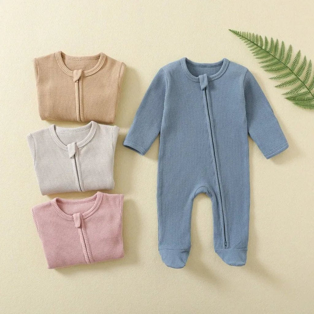 Biologisch Katoenen Baby Romper met Dubbele Rits