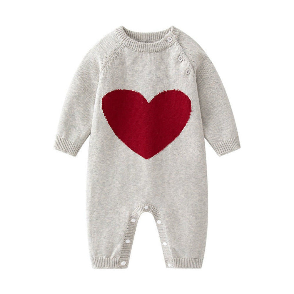 Gebreide Hart Baby & Peuter Romper – Zachte Katoenmix Jumpsuit