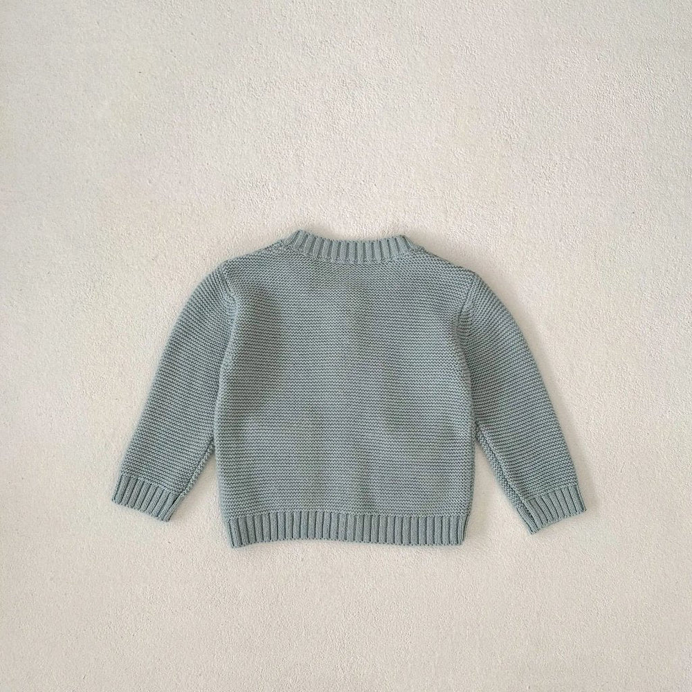 Salieblauw Meisjes Vest – 100% Gebreid Katoen Cardigan