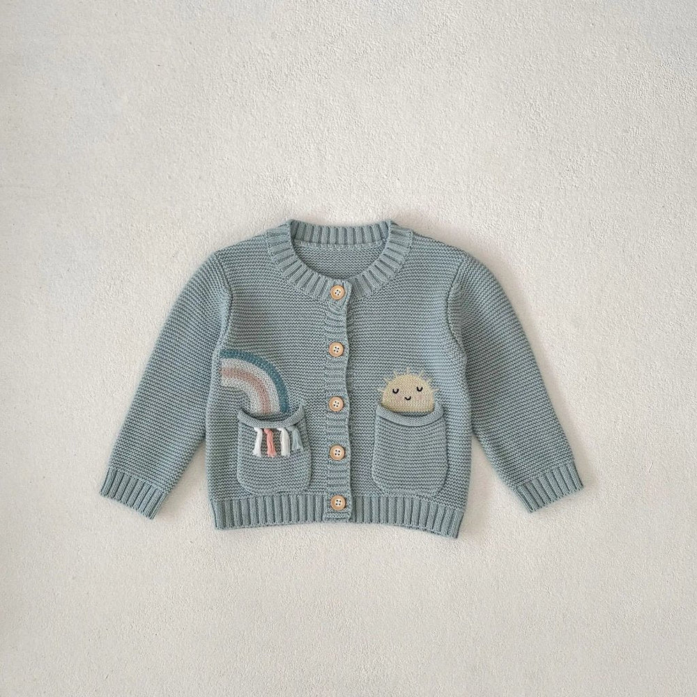 Salieblauw Meisjes Vest – 100% Gebreid Katoen Cardigan