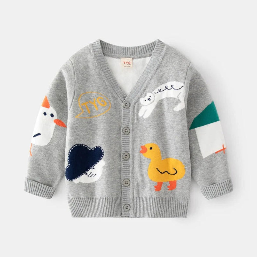 Playful Farm Animal Gebreid Jongens Vest van 100% Katoen