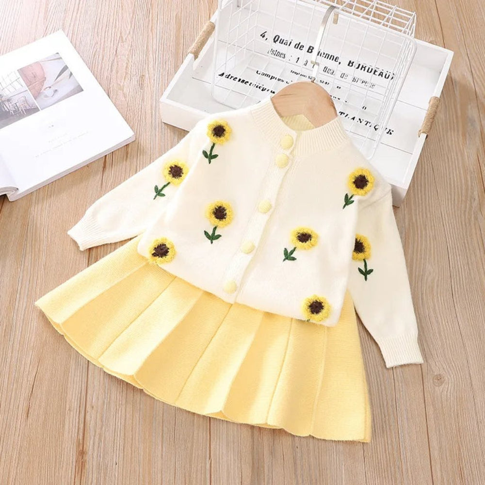 Autumn Iris Meisjes 2-Delige Set – Lange Mouw Top met Rok
