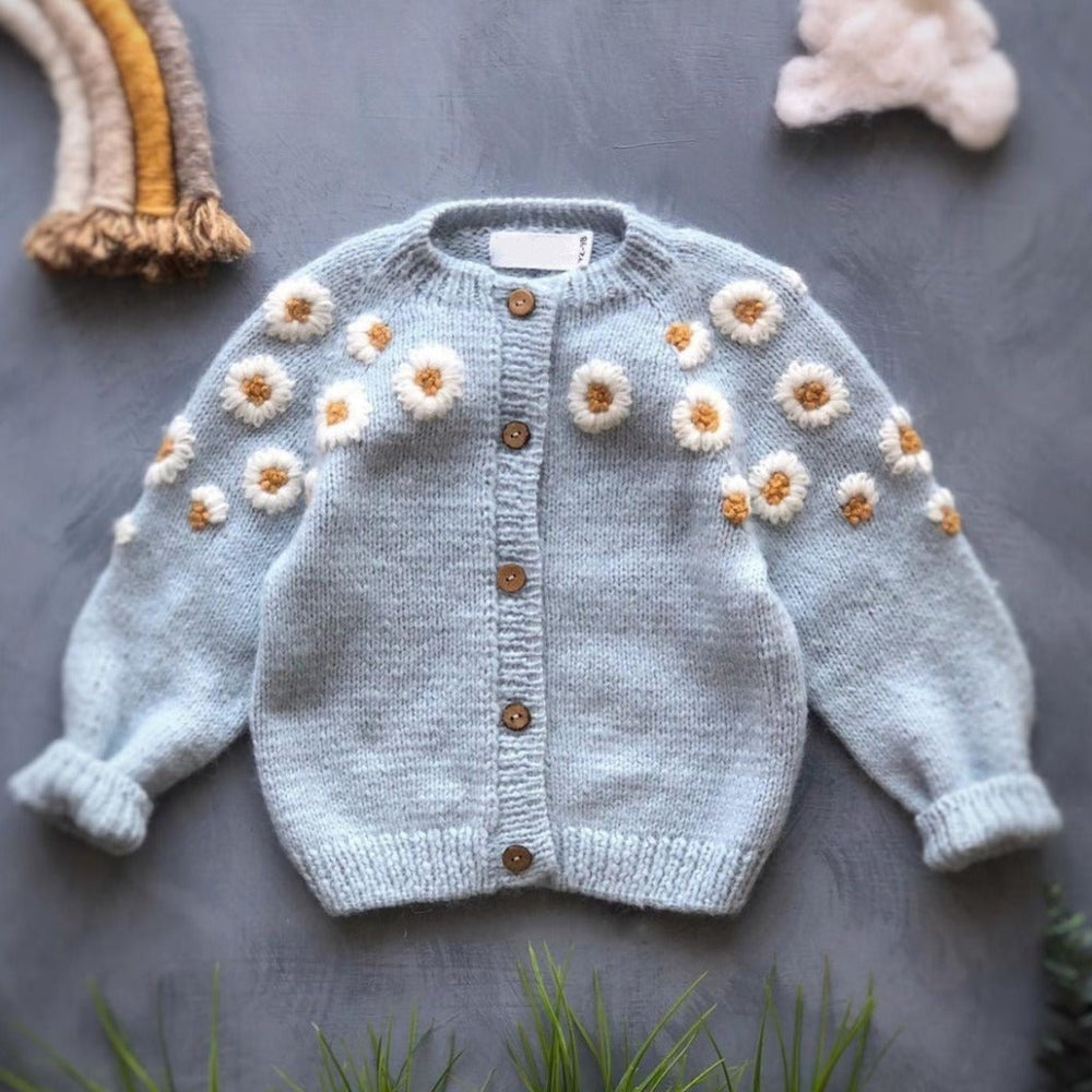 Daisy Gebreid Meisjes Vest Bloemen – Katoen Acryl Mix
