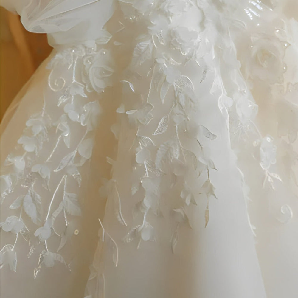Witte Tule Bloemenmeisjes Jurk met Strik
