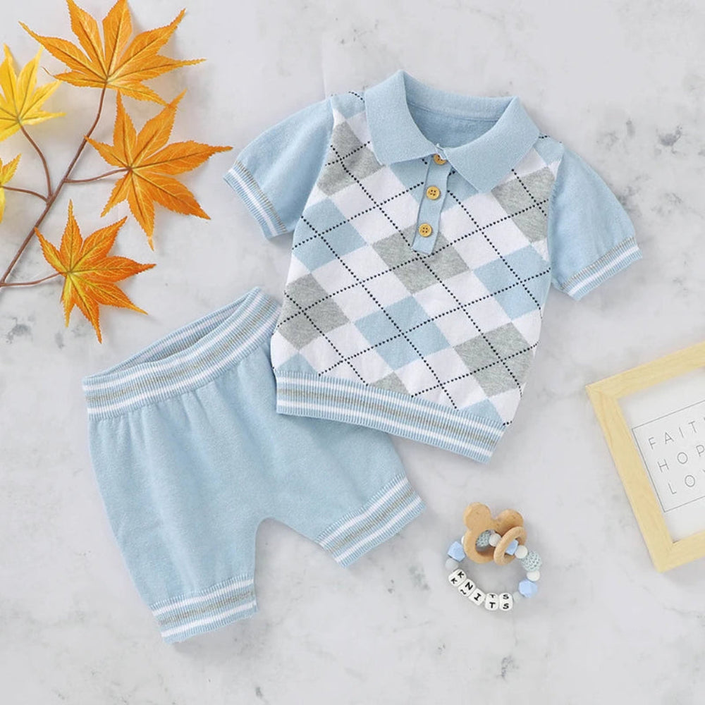 Athens Jongens 2-Delige Set – Gebreide Polo met Short