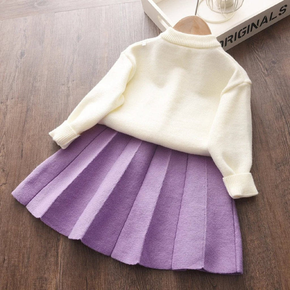 Autumn Iris Meisjes 2-Delige Set – Lange Mouw Top met Rok