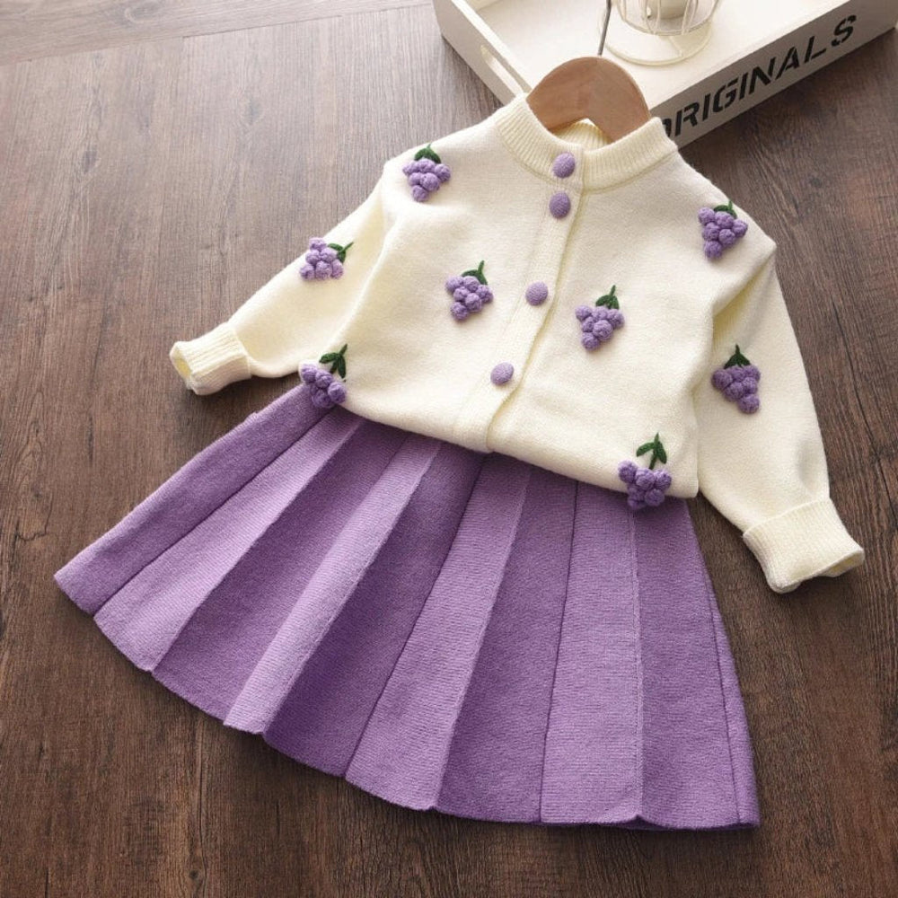 Autumn Iris Meisjes 2-Delige Set – Lange Mouw Top met Rok
