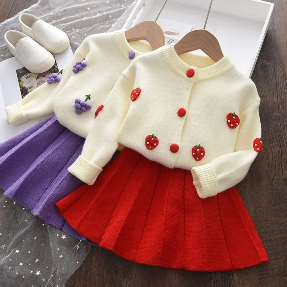 Autumn Iris Meisjes 2-Delige Set – Lange Mouw Top met Rok