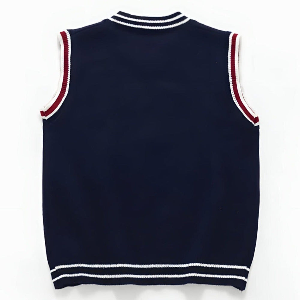 Bear Knit Katoenen Mouwloze Pullover – Marineblauw