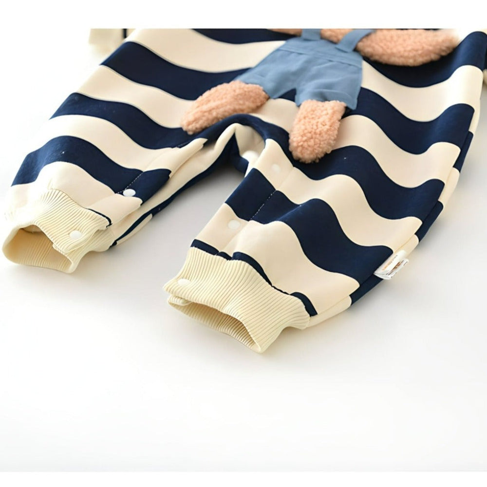 Cozy Unisex Baby Beer Romper – Fleece Gevoerde Katoenen Jumpsuit