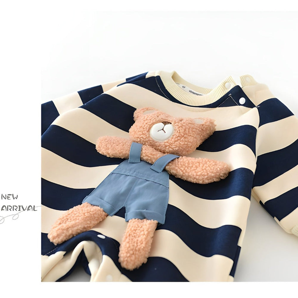 Cozy Unisex Baby Beer Romper – Fleece Gevoerde Katoenen Jumpsuit