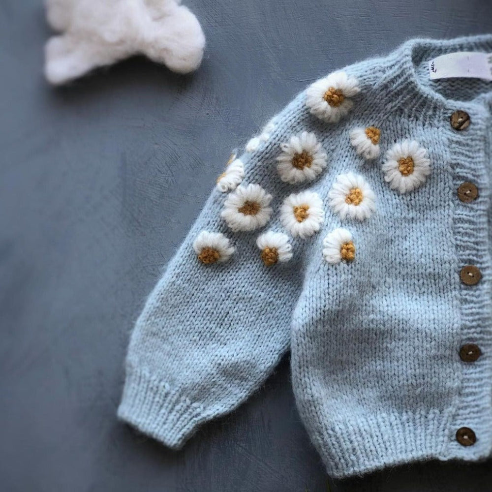 Daisy Gebreid Meisjes Vest Bloemen – Katoen Acryl Mix