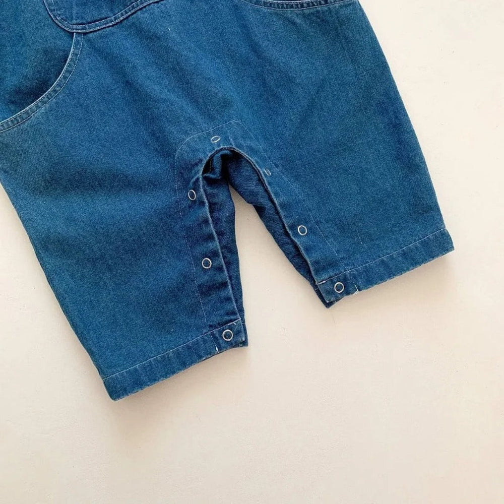 Denim Beer Baby 2-Delige Set – Jumpsuit met Gestreept Shirt