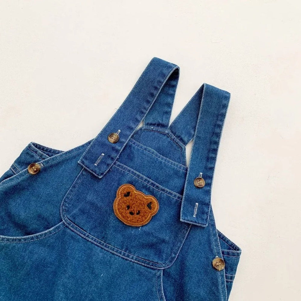 Denim Beer Baby 2-Delige Set – Jumpsuit met Gestreept Shirt