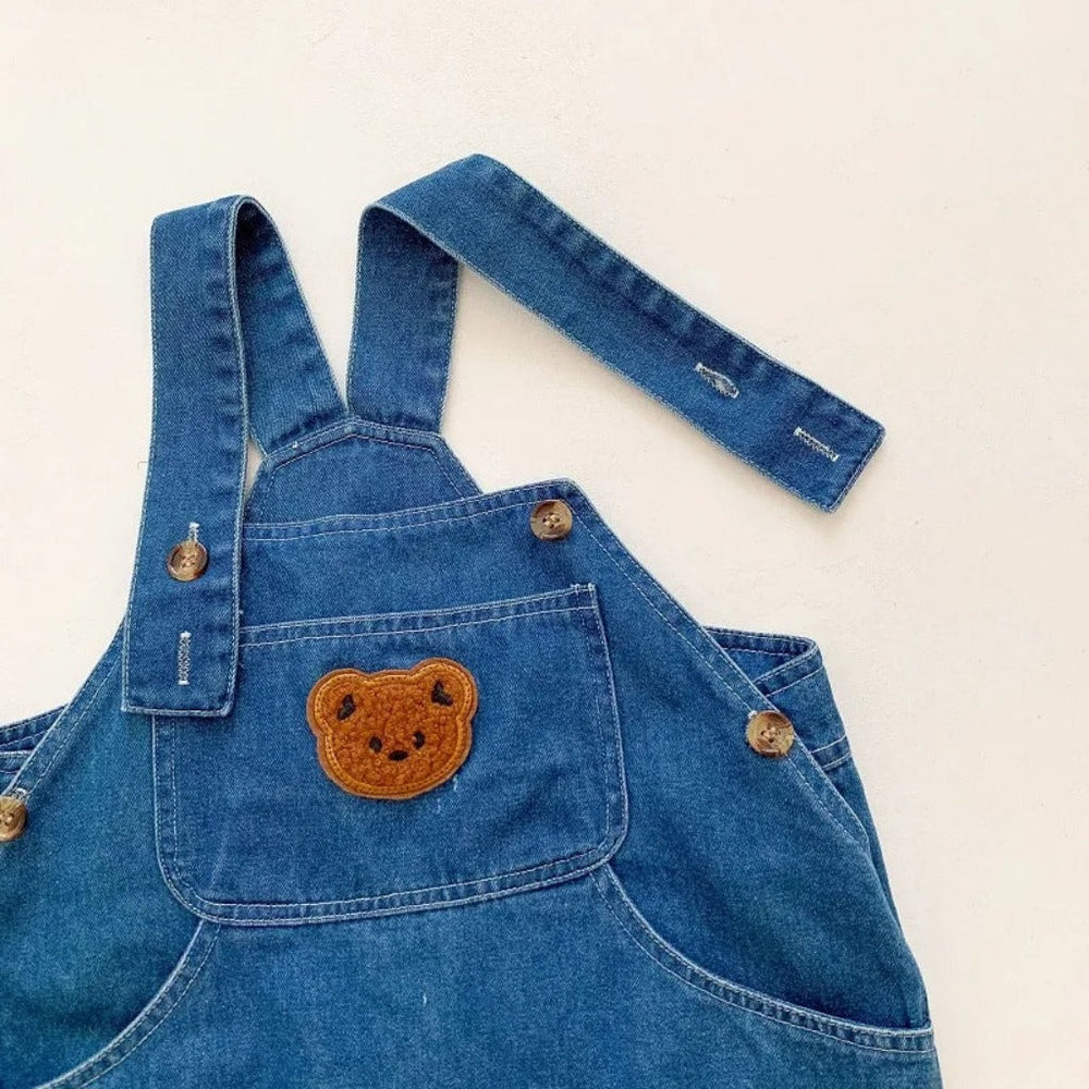 Denim Beer Baby 2-Delige Set – Jumpsuit met Gestreept Shirt