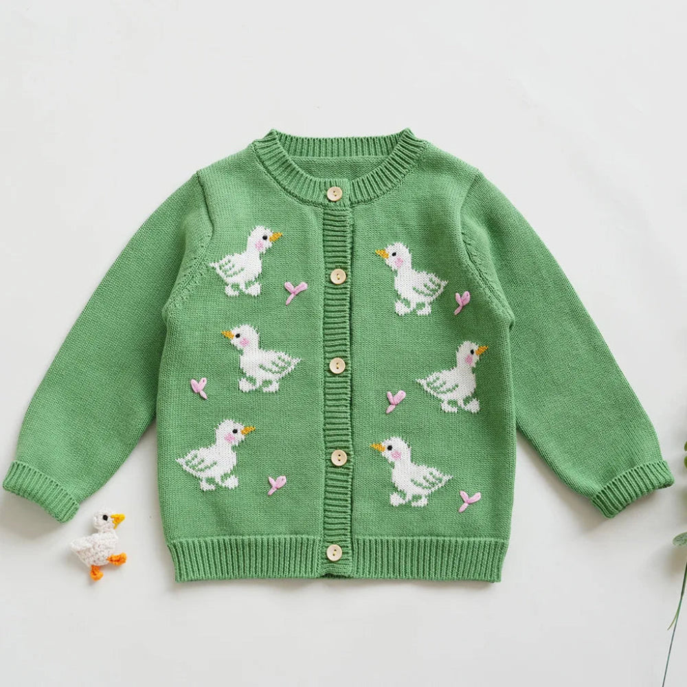 Meisjes Eend Gebreid Vest – 100% Katoenen Cardigan